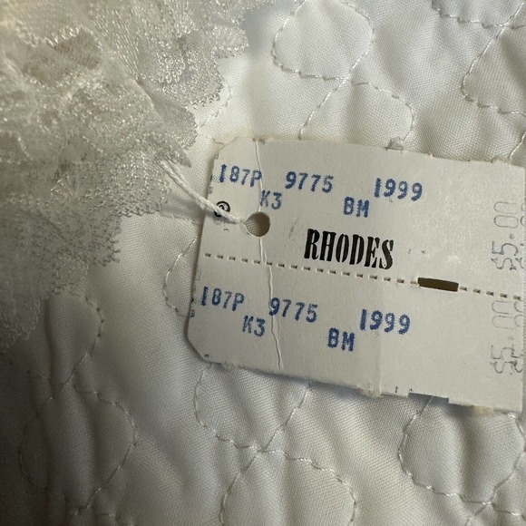 Vintage Girls 8 Long Quilted Satin Nylon Lace Robe White Made in USA NEW‎ - Picture 12 of 13